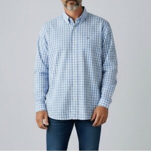 Peter Millar Crown Men’s Blue and White Checkered Shirt | Size 16.5 (XL)